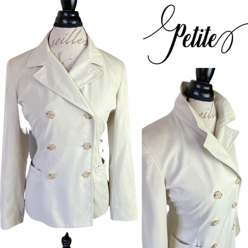 Petite TWEEDS Cream Double Breasted Blazer Jacket